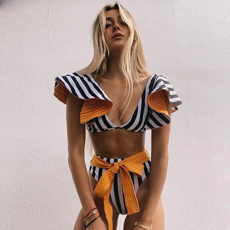 Two-Pieces Women Floral 2024 Push-Up Padded Bra Ruffles Bandage Bikini Set Swimsuit Swimwear Bathing Suit Beachwear Biquini ShopOnlyDeal