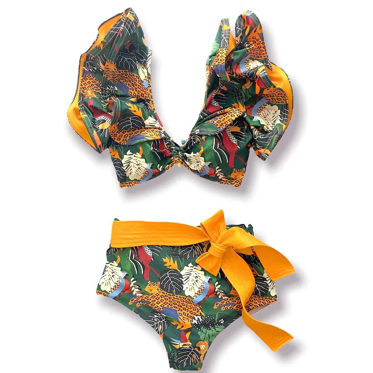 Two-Pieces Women Floral 2024 Push-Up Padded Bra Ruffles Bandage Bikini Set Swimsuit Swimwear Bathing Suit Beachwear Biquini ShopOnlyDeal